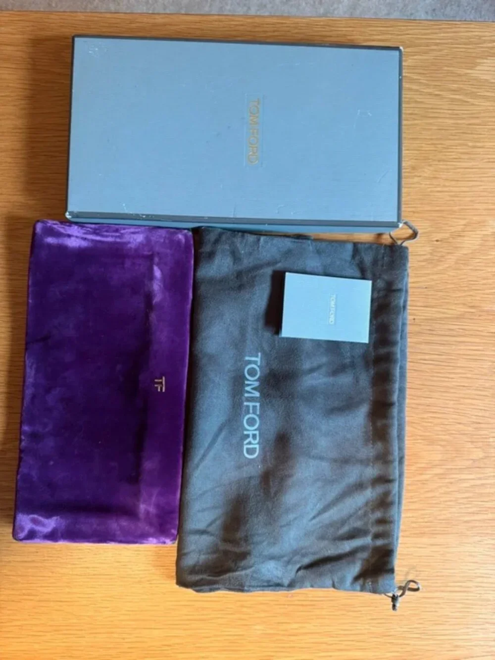 Tom Ford Purple Velvet Evening Clutch Gold Hardware With Box